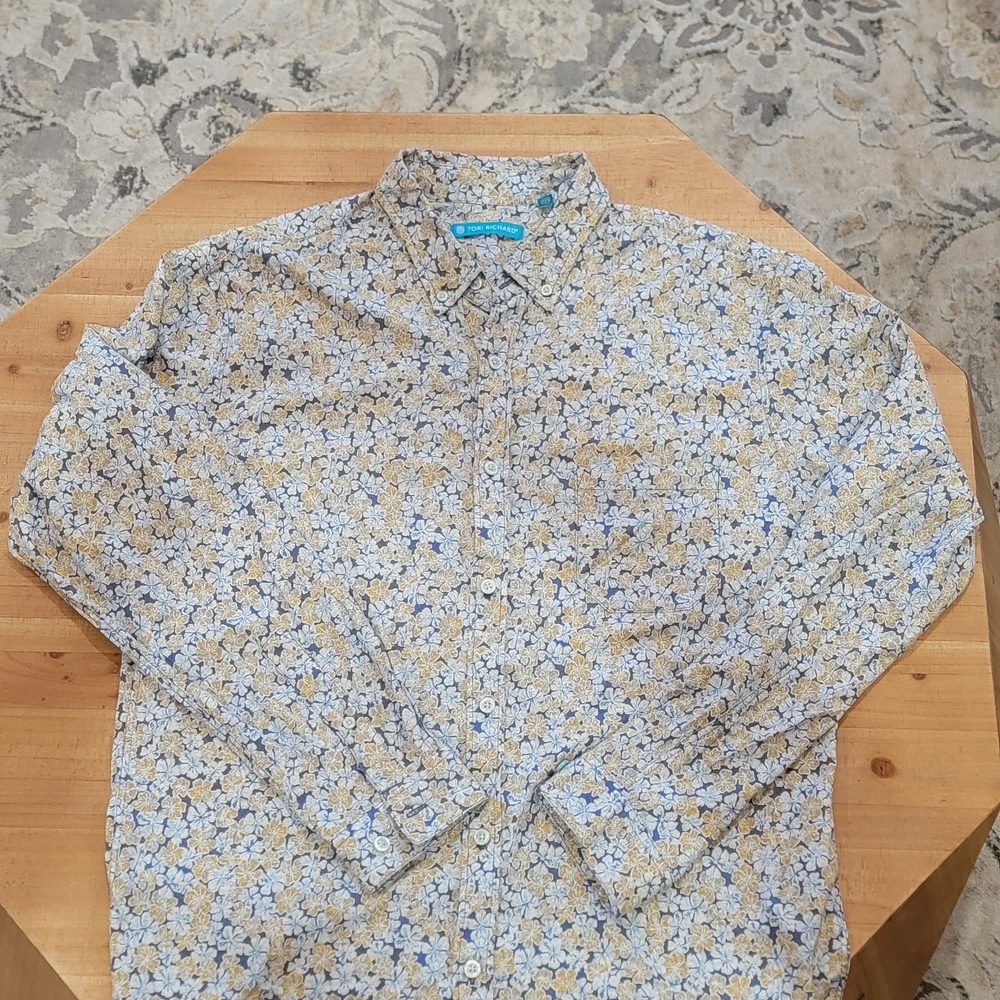 Tori Richard Blue and Yellow Floral Men's Shirt
